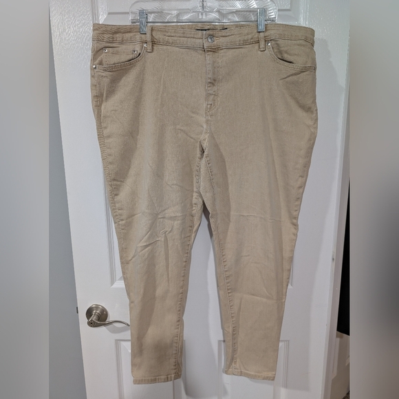 Lauren Ralph Lauren Khaki Color High-Rise Skinny Cropped Denim Jeans in Size 22W - Picture 1 of 13